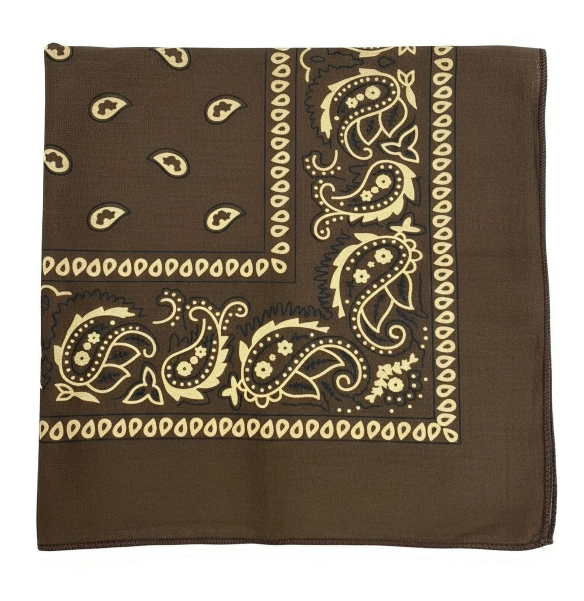 Gold paisley bandana 22x22 dozen pack - Brown