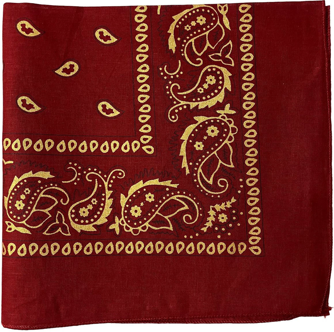 Gold paisley bandana 22x22 dozen pack - Maroon