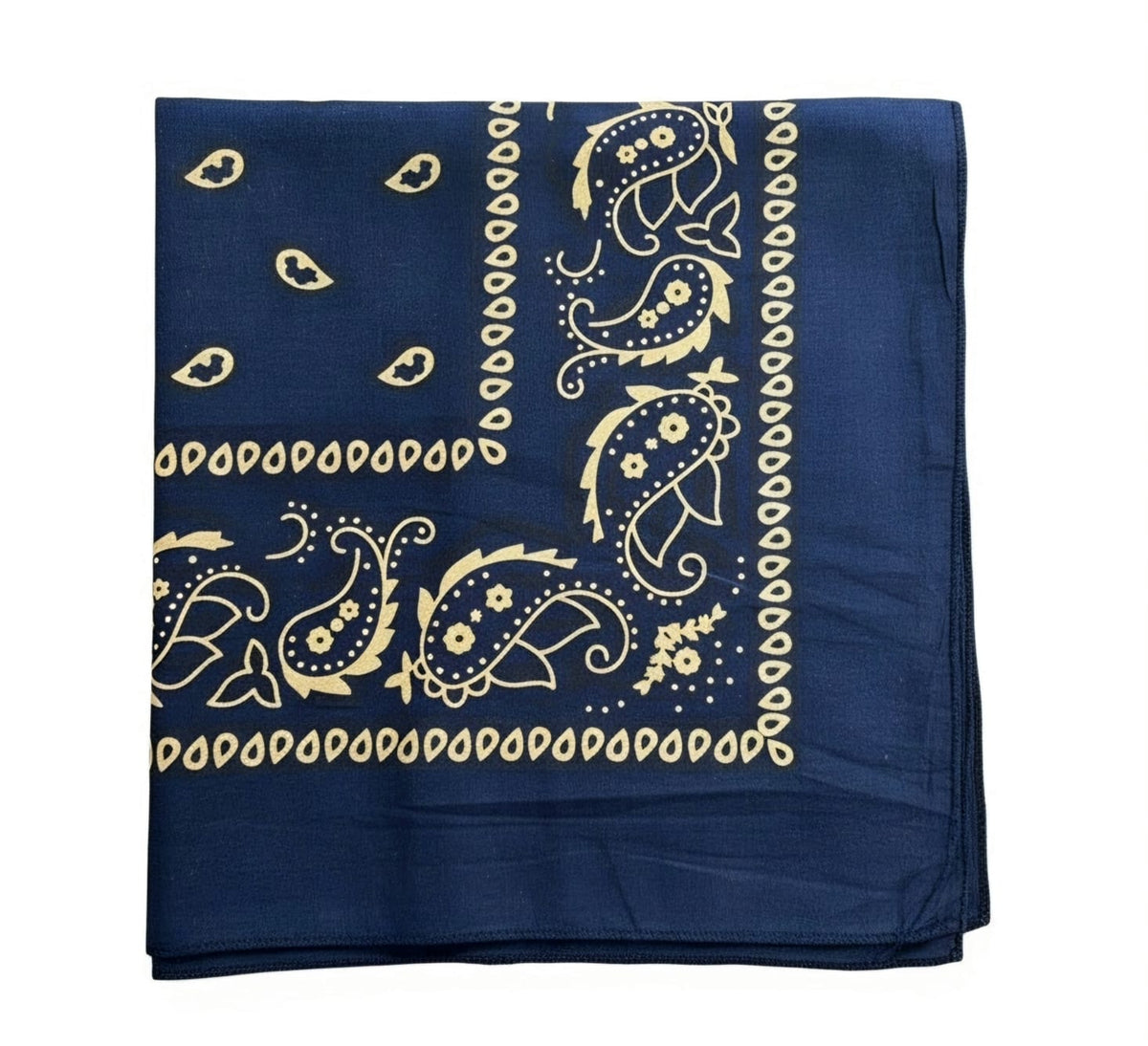 Gold paisley bandana 22x22 dozen pack - Navy