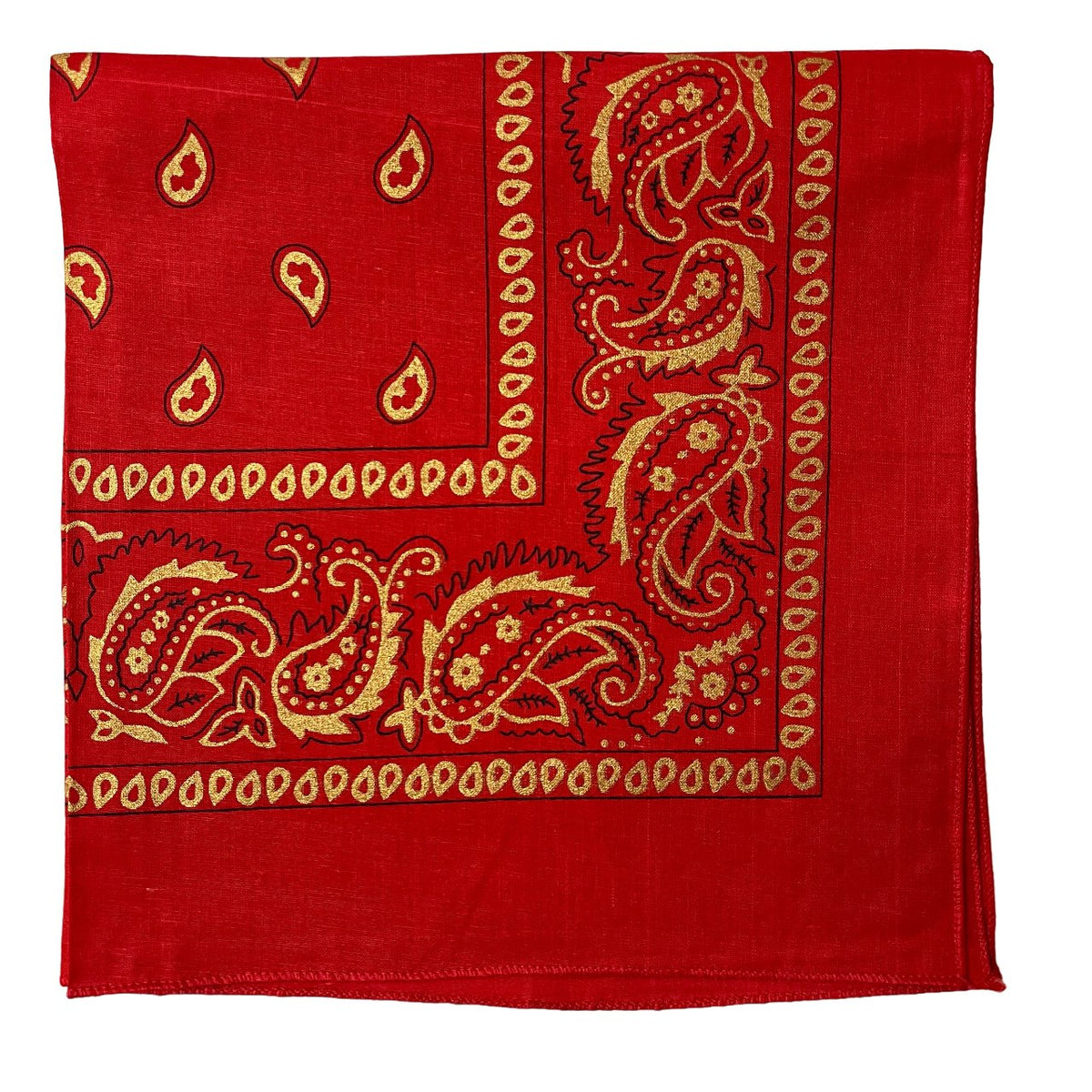 Gold paisley bandana 22x22 dozen pack - Red