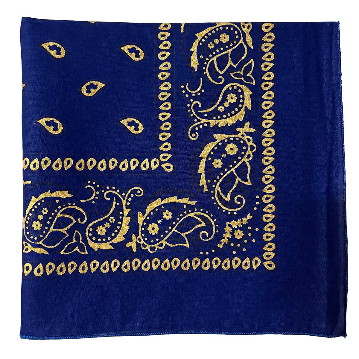 Gold paisley bandana 22x22 dozen pack - Royal Blue