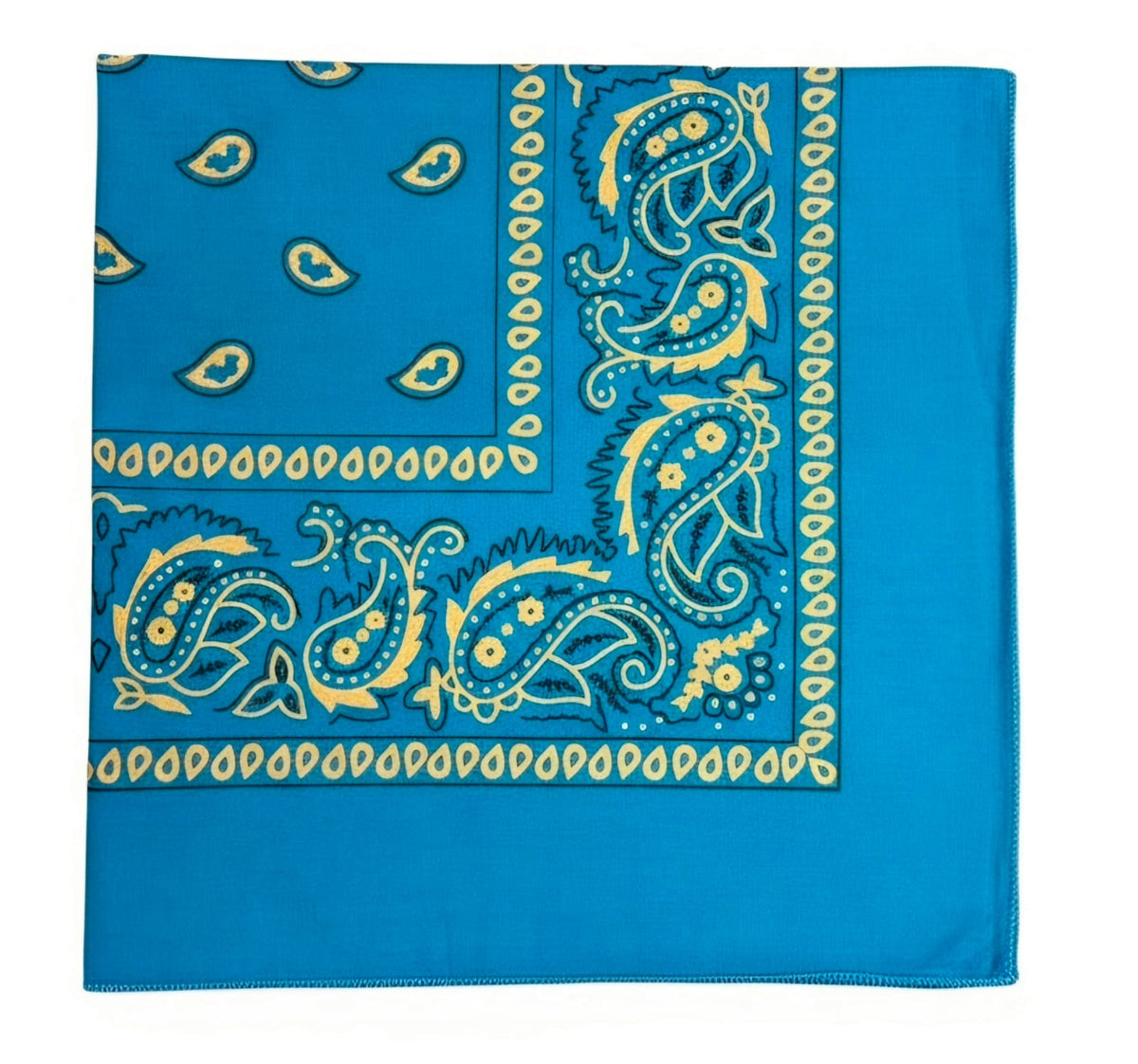Gold paisley bandana 22x22 dozen pack - Teal Blue