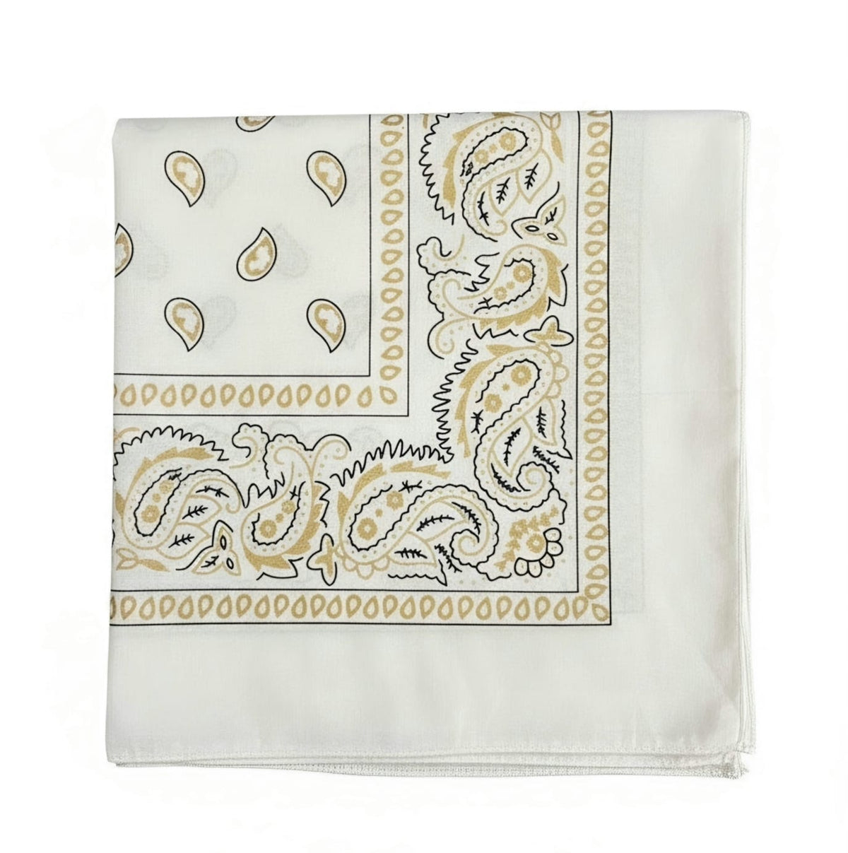 Gold paisley bandana 22x22 dozen pack - White